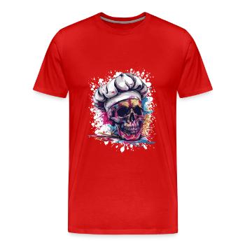 Chef Chef Skull - Men's Premium Organic T-Shirt - red - Front - Damien (186cm)