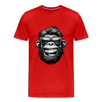 Fête drôle de tête de singe - T-shirt bio Premium Homme - rouge - Devant - Damien (186cm)