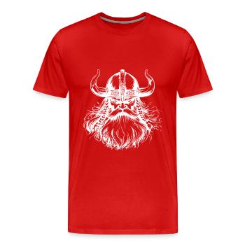 Wikinger Krieger - Männer Premium Bio T-Shirt - Rot - Vorne - Damien (186cm)