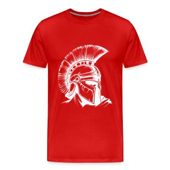 Spartaner Helm - Männer Premium Bio T-Shirt - Rot - Vorne - Damien (186cm)