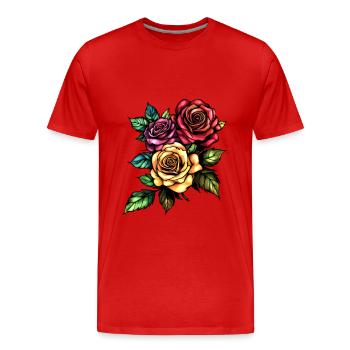 Rosen Blumen Liebe - Männer Premium Bio T-Shirt - Rot - Vorne - Damien (186cm)