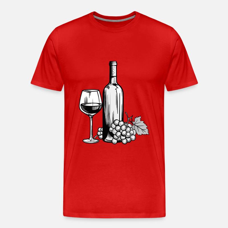 Weinglas Weinflasche - Männer Premium Bio T-Shirt - Rot