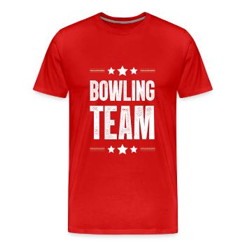 Bowling Team - Männer Premium Bio T-Shirt - Rot - Vorne - Damien (186cm)