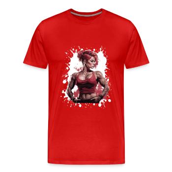 Fitness Femme Muscles Femme Bodybuilder - T-shirt bio Premium Homme - rouge - Devant - Damien (186cm)
