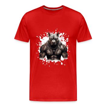 Dog Pit Muscles Bodybuilding Beast - Men's Premium Organic T-Shirt - red - Front - Damien (186cm)