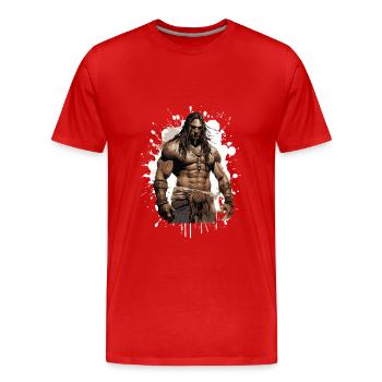 Chef de Musculation Muscles Indien - T-shirt bio Premium Homme - rouge - Devant - Damien (186cm)