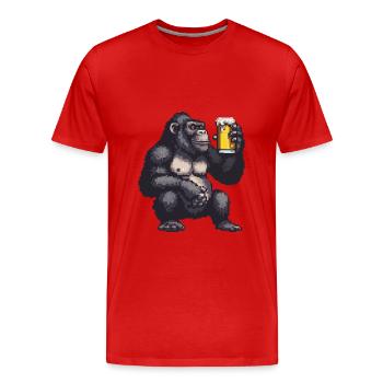 Bière Gorilla Pixel - T-shirt bio Premium Homme - rouge - Devant - Damien (186cm)