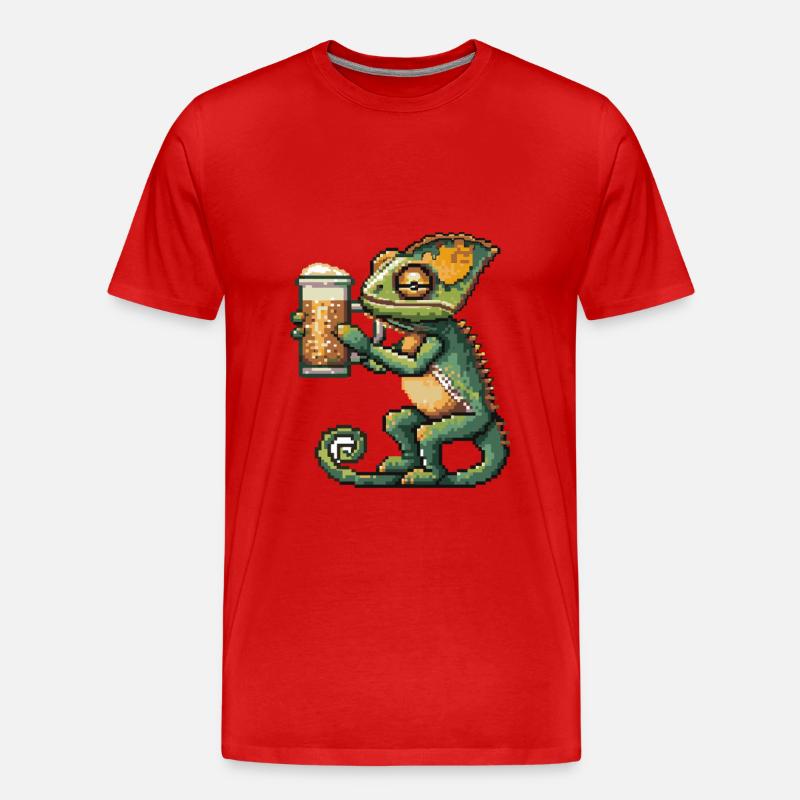 Chameleon Pixel Bier - Männer Premium Bio T-Shirt - Rot