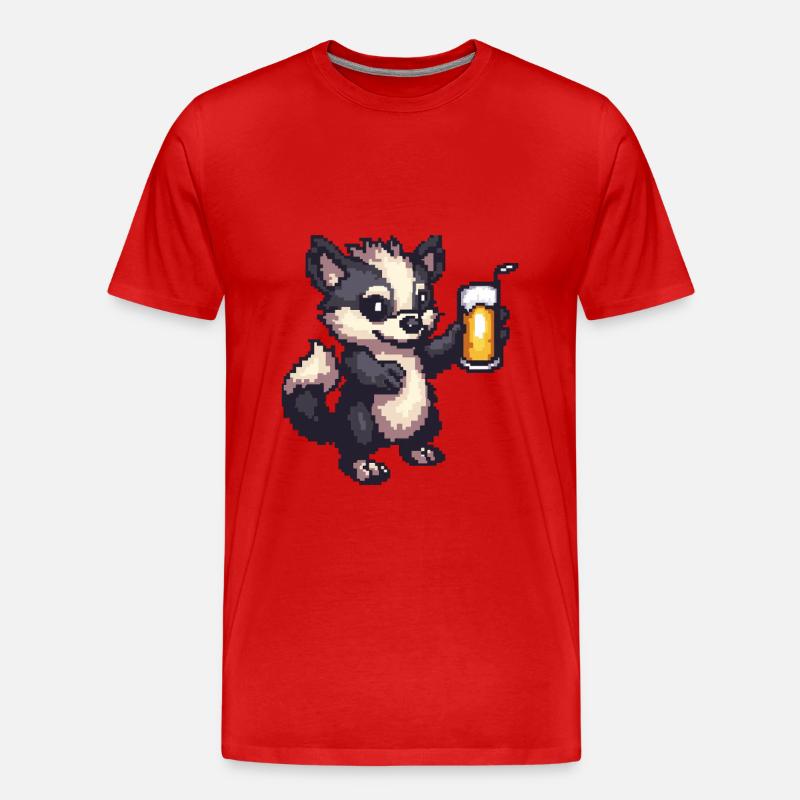 Stinktier Pixel Bier - Männer Premium Bio T-Shirt - Rot