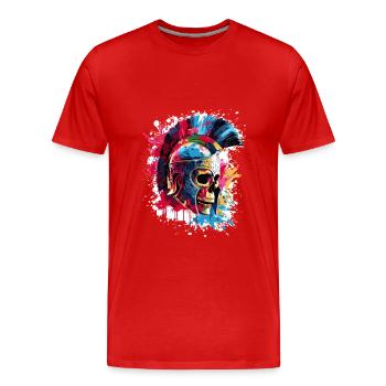 Spartaner Skelett Gladiator - Männer Premium Bio T-Shirt - Rot - Vorne - Damien (186cm)