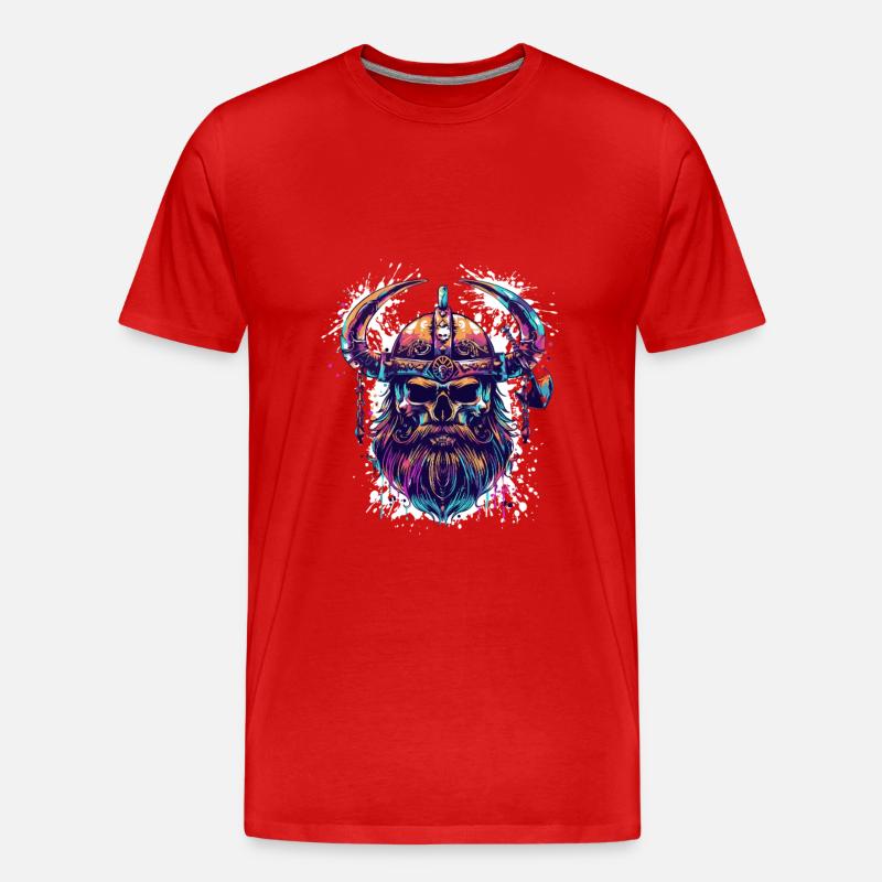 Wikinger Skelett - Männer Premium Bio T-Shirt - Rot