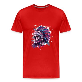 Indian Skull - Men's Premium Organic T-Shirt - red - Front - Damien (186cm)