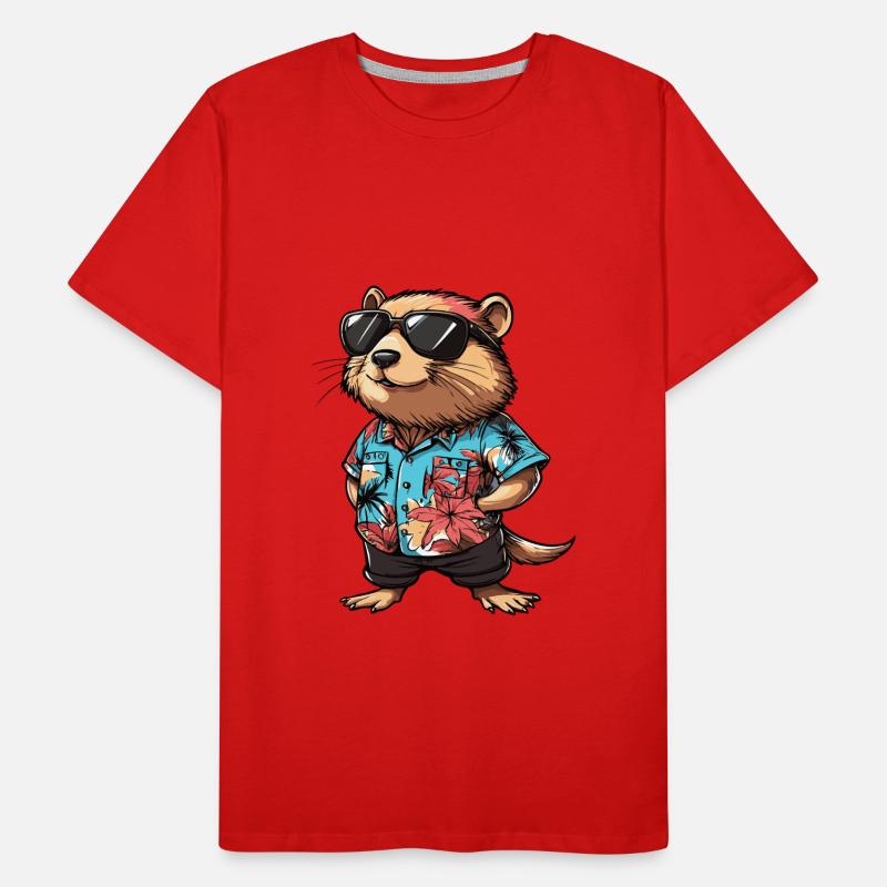 Biber Comic Lustig Sommer Männer Premium Bio T-Shirt