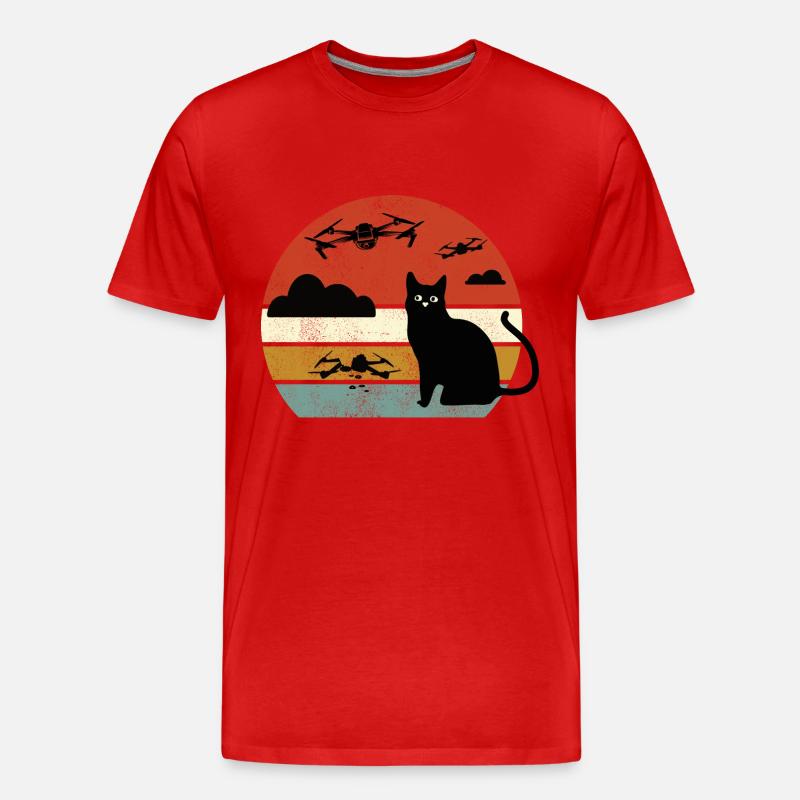 Kat Drone Drone Kat Droner Katte - Herre Premium T-shirt økologisk - rød