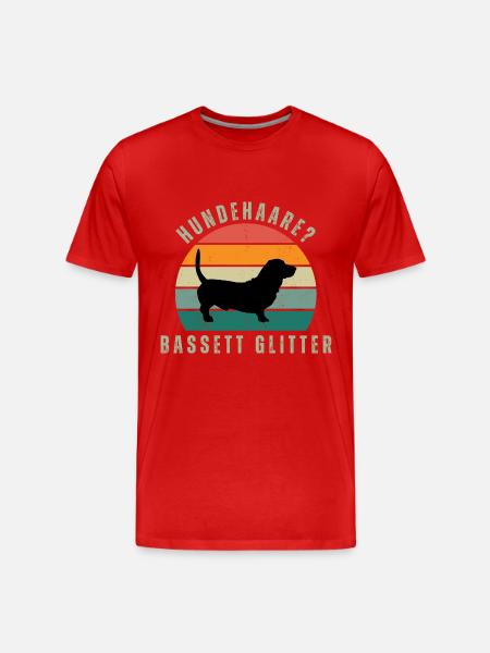 Basset Glitter Retro Sunset - Männer Premium Bio T-Shirt - Rot