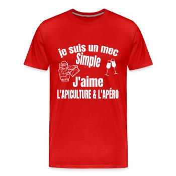 apiculture et apéro - T-shirt bio Premium Homme - rouge - Devant - Damien (186cm)