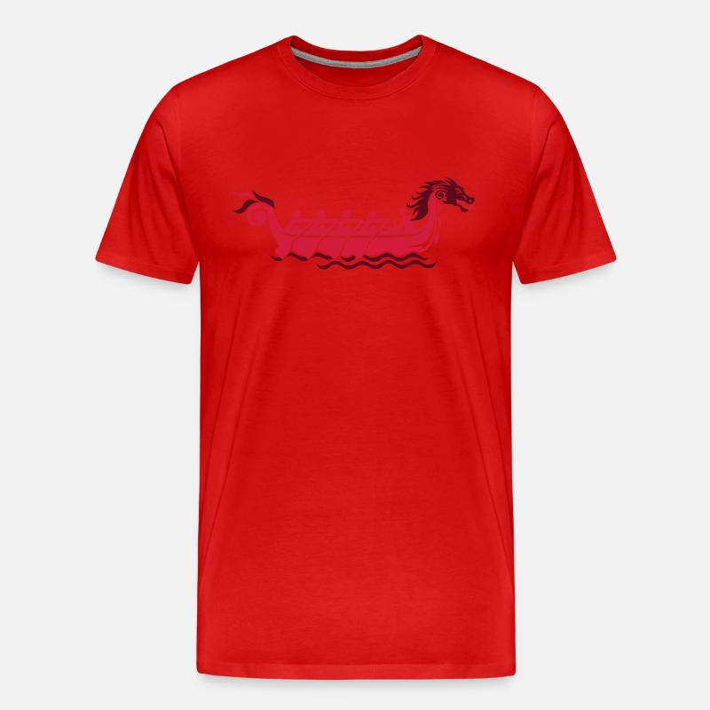Drachenboot - Männer Premium Bio T-Shirt - Rot