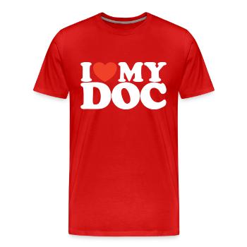 I Love My doc Chemise coeur - T-shirt bio Premium Homme - rouge - Devant - Damien (186cm)