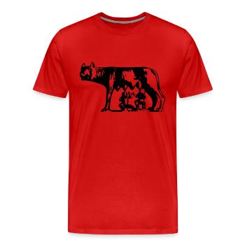 Capitoline Wolf - T-shirt bio Premium Homme - rouge - Devant - Damien (186cm)