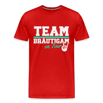 Team Bräutigam Junggesellenabschied - Männer Premium Bio T-Shirt - Rot - Vorne - Damien (186cm)