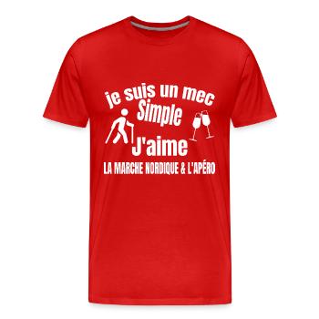 marche nordique et apéro - T-shirt bio Premium Homme - rouge - Devant - Damien (186cm)