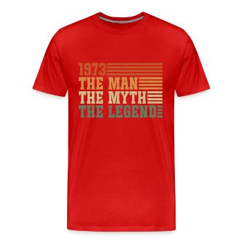 1973 Vintage homme mythe légende anniversaire - T-shirt bio Premium Homme - rouge - Devant - Damien (186cm)