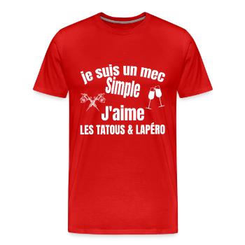 tatous et apéro - T-shirt bio Premium Homme - rouge - Devant - Damien (186cm)