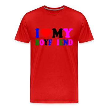 I love my boyfriend - Männer Premium Bio T-Shirt - Rot - Vorne - Damien (186cm)