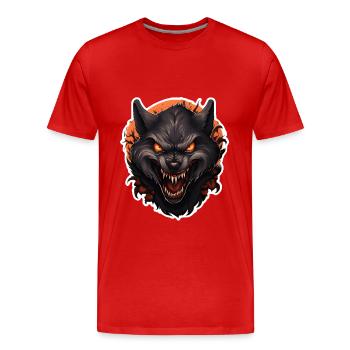 Loup-garou d’Halloween - T-shirt bio Premium Homme - rouge - Devant - Damien (186cm)