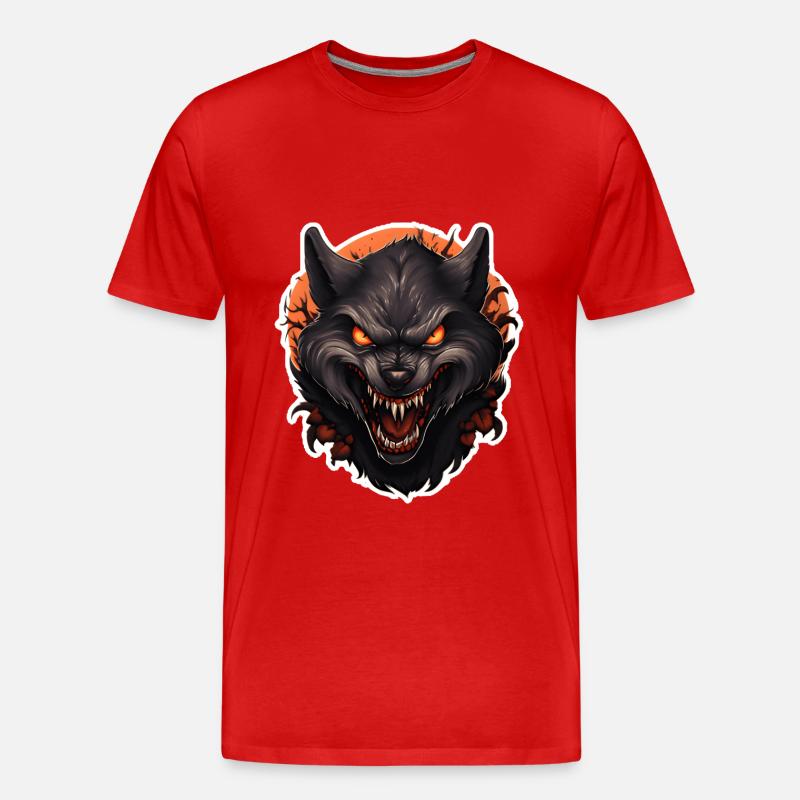 Halloween Werwolf - Männer Premium Bio T-Shirt - Rot