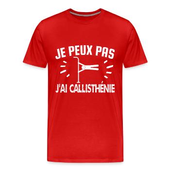 je peux pas j'ai callisthénie - T-shirt bio Premium Homme - rouge - Devant - Damien (186cm)