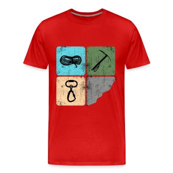 Klettern Bergsteiger Bergfex Eispickel - Männer Premium Bio T-Shirt - Rot - Vorne - Damien (186cm)