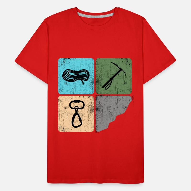 Klettern Bergsteiger Bergfex Eispickel Männer Premium Bio T-Shirt