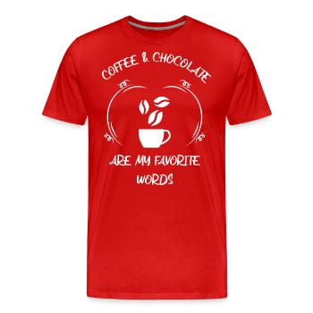 Café, expresso, café et chocolat - T-shirt bio Premium Homme - rouge - Devant - Damien (186cm)