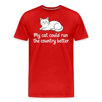 Meine Katze würde das Land besser regieren - Männer Premium Bio T-Shirt - Rot - Vorne - Damien (186cm)