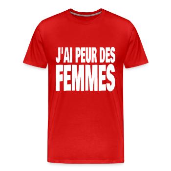 j'ai peur des femmes - T-shirt bio Premium Homme - rouge - Devant - Damien (186cm)