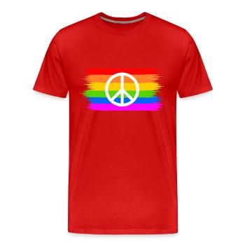 Peacezeichen auf LGBT Regenbogenfahne - Männer Premium Bio T-Shirt - Rot - Vorne - Damien (186cm)
