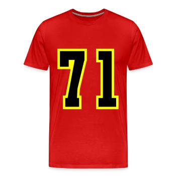 71 Number Jersey - Men's Premium Organic T-Shirt - red - Front - Damien (186cm)