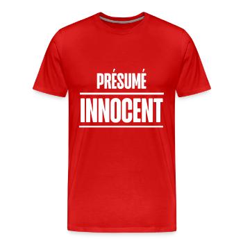 présumé innocent - T-shirt bio Premium Homme - rouge - Devant - Damien (186cm)