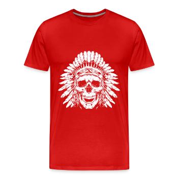 Chief Skull - Men's Premium Organic T-Shirt - red - Front - Damien (186cm)