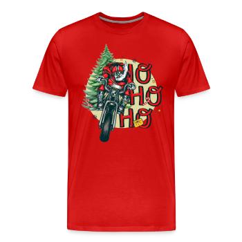 Santa Claus biker ,Santa Claus on a motorcycle. Merry Christmas. - Men's Premium Organic T-Shirt - red - Front - Damien (186cm)