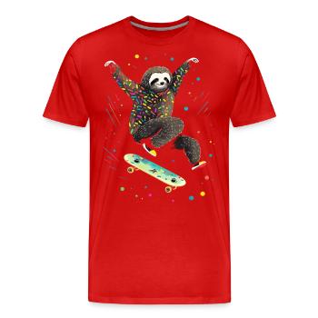 Skateboarding Faultier für Skaters - Männer Premium Bio T-Shirt - Rot - Vorne - Damien (186cm)