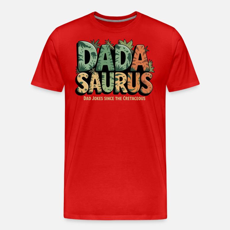 Dinosaur Dad Saurus Gift Dad - Men's Premium Organic T-Shirt - red