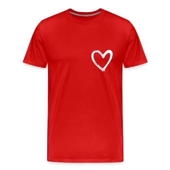 Weißes Herz - Männer Premium Bio T-Shirt - Rot - Vorne - Damien (186cm)