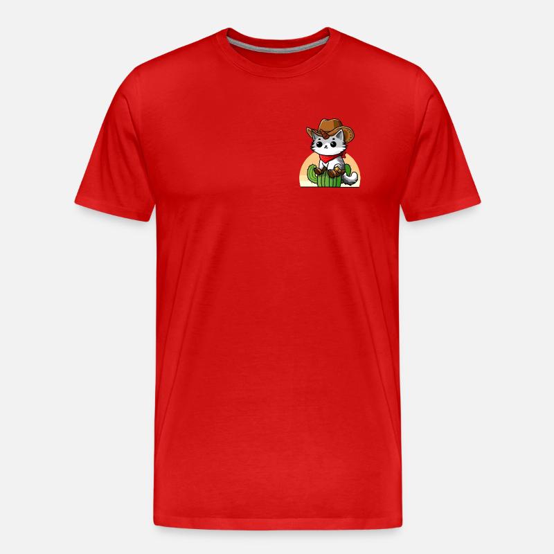 Cowboy Einhorn Katze - Männer Premium Bio T-Shirt - Rot