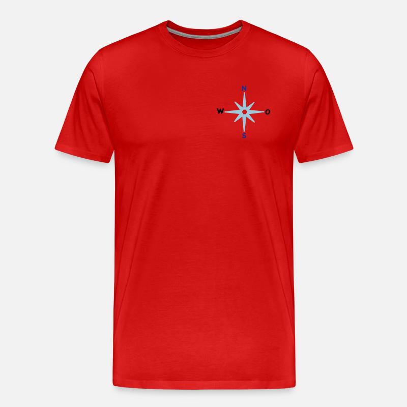 Kompass Himmelsrichtungen Sternkompass maritim - Männer Premium Bio T-Shirt - Rot