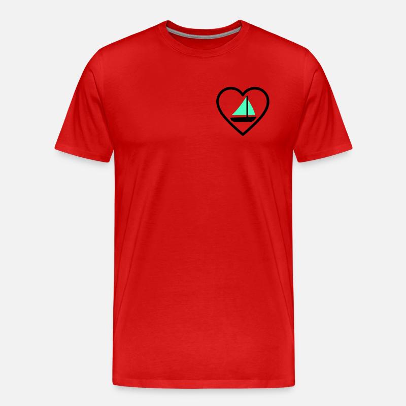 Cuore Vela – Passione Navigazione - Männer Premium Bio T-Shirt - Rot