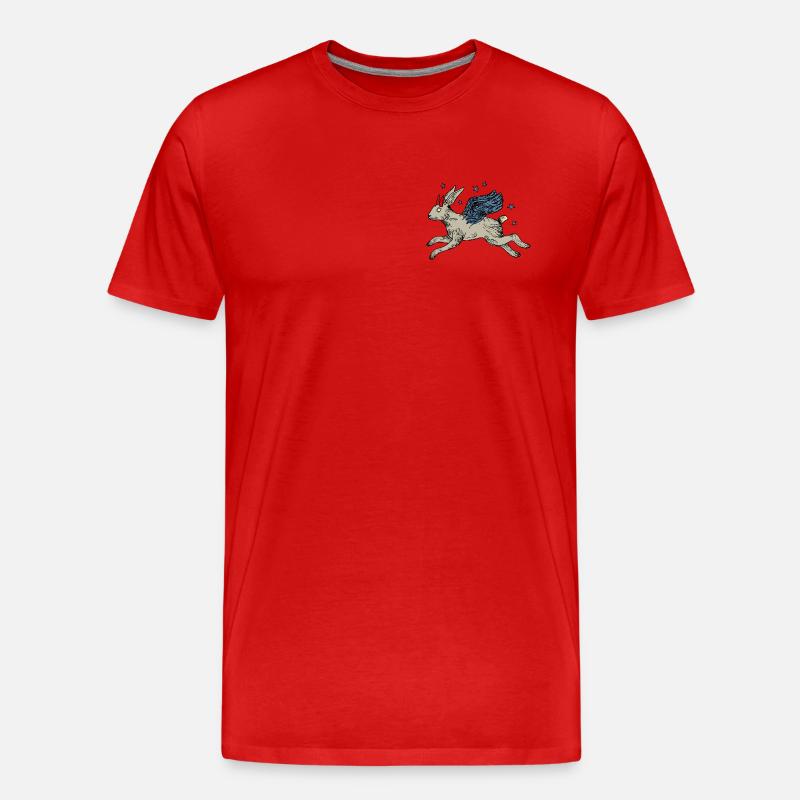 Bevinget hare i stjerneflyvning - Herre Premium T-shirt økologisk - rød