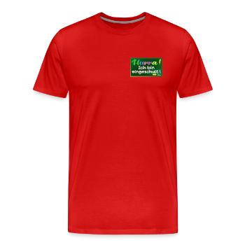 Einschulung Schulanfang HURRA - Männer Premium Bio T-Shirt - Rot - Vorne - Damien (186cm)