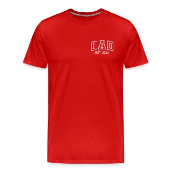 Dad est 2026 Gift – Perfect for expectant fathers - Men's Premium Organic T-Shirt - red - Front - Damien (186cm)